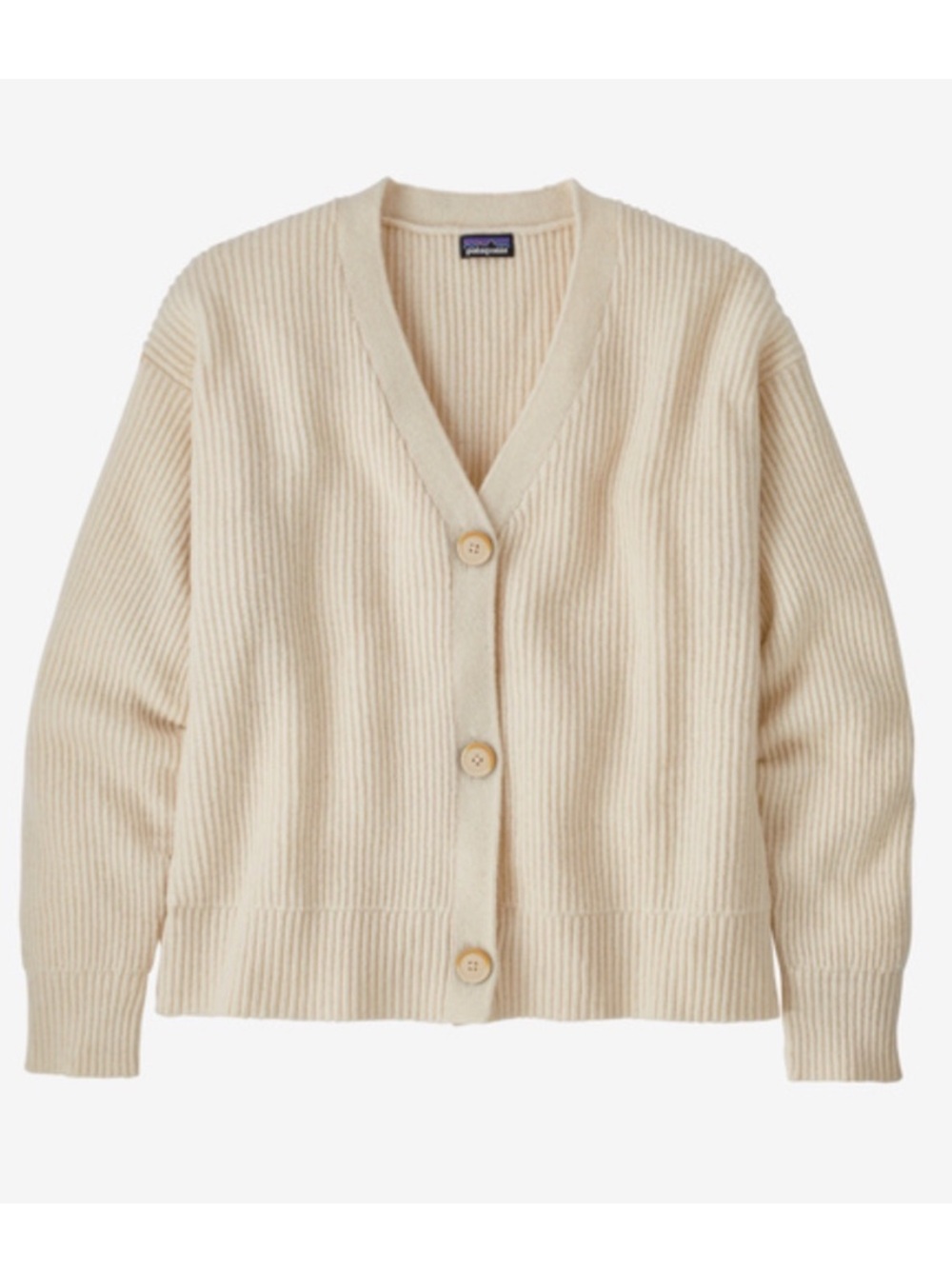 Patagonia Cream Ribbed V-Neck Button-Front Cardigan